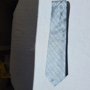 Geoffrey Beene 100% Silk Long Tie - Ice Blue, Silver, Gold